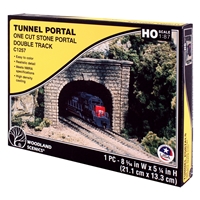 HO Cut Stone Double Tunnel Portal