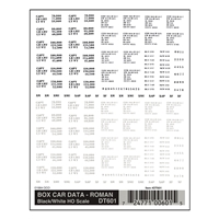 HO Box Car Data - Roman Black & White