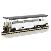Open-Sided Excursion Car with Seats - Unlettered Silver & Black