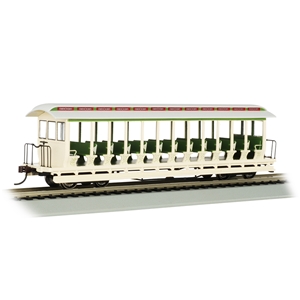 Open-Sided Excursion Car Amusement Park - Cream & Olive Green