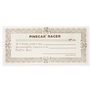 PineCar Participant Certificates (x25/Pk)