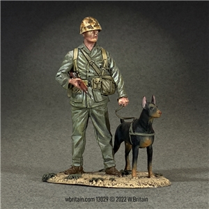 U.S.M.C. Dog Handler with Dog, 1942-45