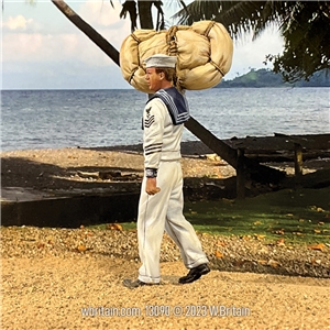 U.S.N. Sailor in Whites with Seabag and Hammock, 1920-41