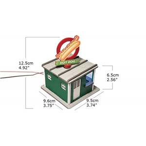 O Scale Hot Dog Booth w/Rotating Banner and Illumination