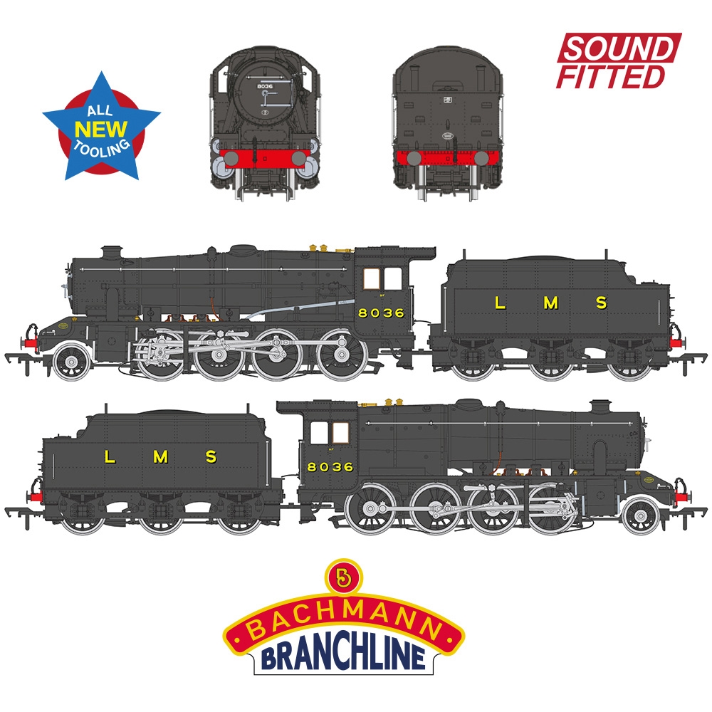 LMS 8F with Riveted Tender 8036 LMS Black