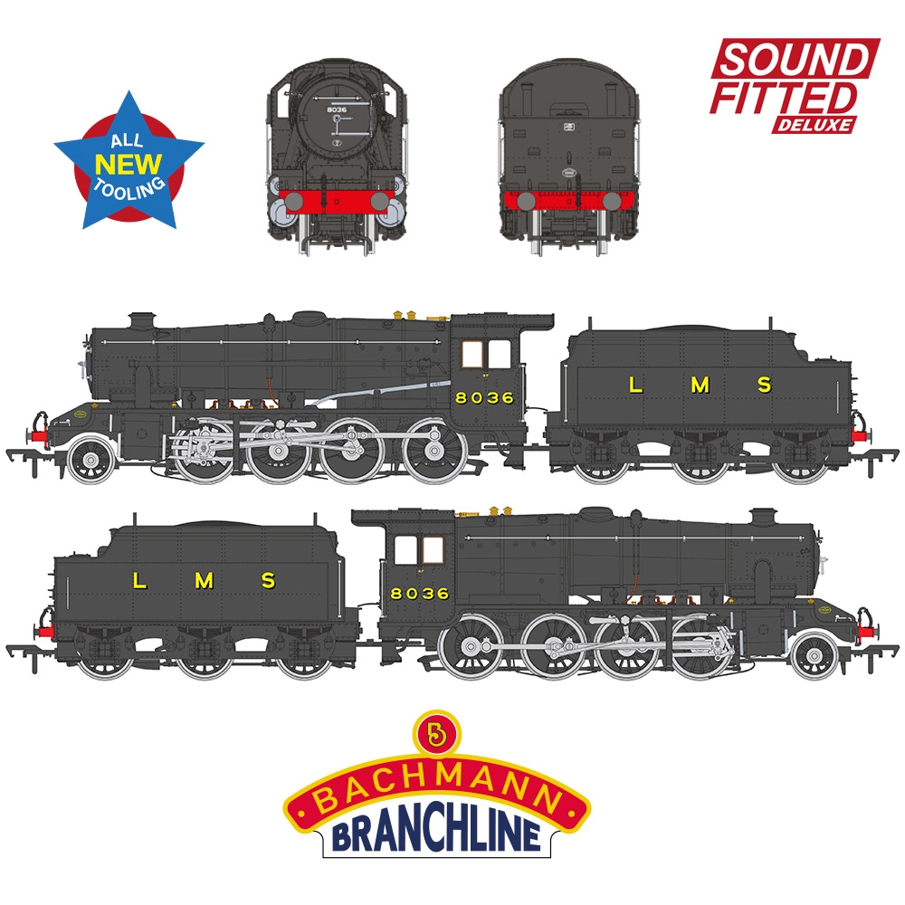 LMS 8F with Riveted Tender 8036 LMS Black