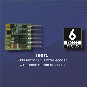 36-571 6 Pin Micro DCC Loco-Decoder (with Brake Button function)