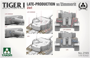 German WWII Tiger I Late/Late Command w/ Zimmerit 2 in 1