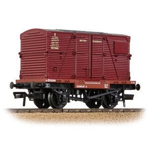Conflat Wagon BR Bauxite (Early) With BR Crimson BD Container [WL]