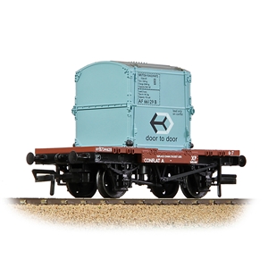 37-978A Conflat Wagon BR Bauxite (Early) With BR Ice Blue AF Container