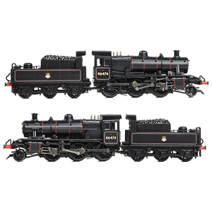 372-626B - LMS Ivatt 2MT 46474 BR Lined Black (Early Emblem) - 1