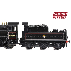 372-626BSF - LMS Ivatt 2MT 46474 BR Lined Black (Early Emblem) SOUND FITTED - 2