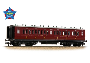39-863 - LNWR 50ft Arc Roof Composite Corridor LMS Crimson Lake