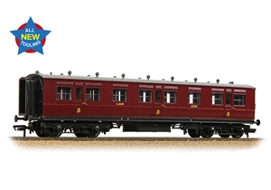 39-873A - LNWR 50ft Arc Roof Third Corridor LMS Crimson Lake