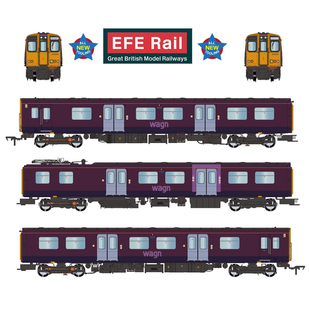 Class 313 3-Car EMU 313026 West Anglia Great Northern (WAGN) Purple