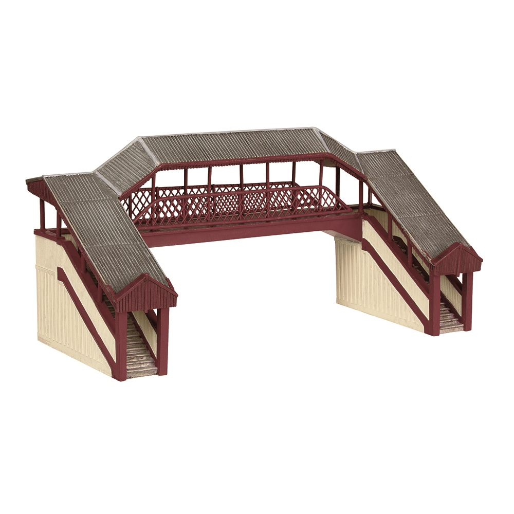 Covered Metal Footbridge Red & Cream