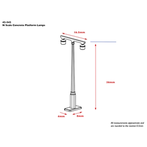 42-542 Concrete Platform Lamps (x4) Dims