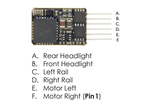6 Pin DCC Loco-Decoder (with Brake Button function)