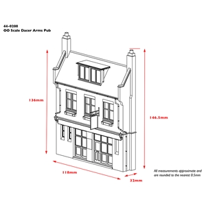 44-0208 Low Relief Dacre Arms Pub (dims)