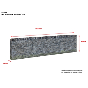 44-599 Narrow Gauge Slate Retaining Walls (x4) - dims