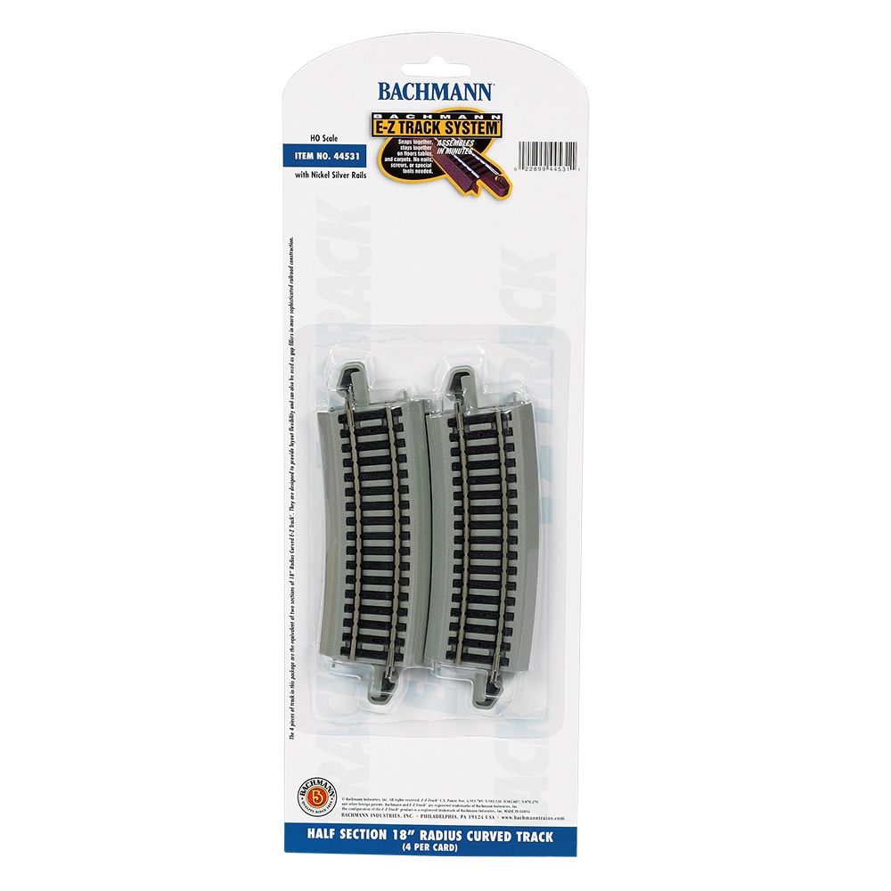 Half Section 18' Radius Curved Track (4/Card)