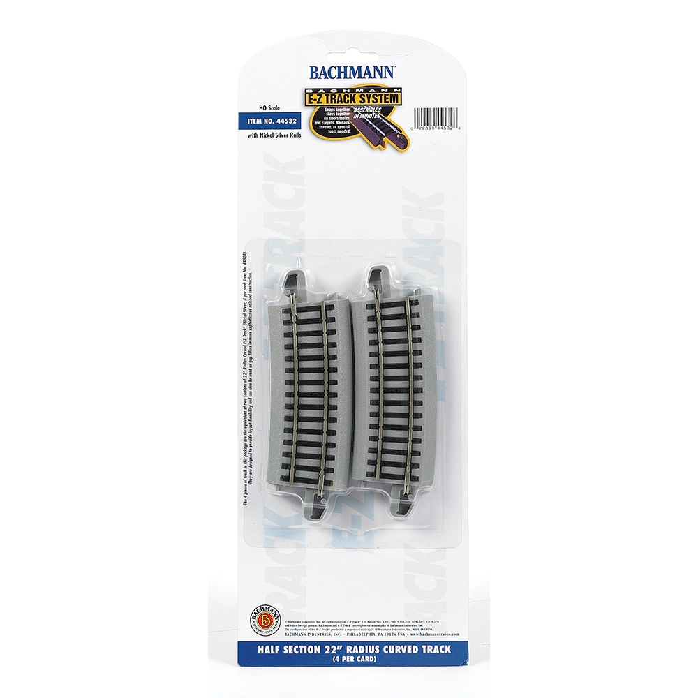 Half Section 22' Radius Curved Track (4/Card)