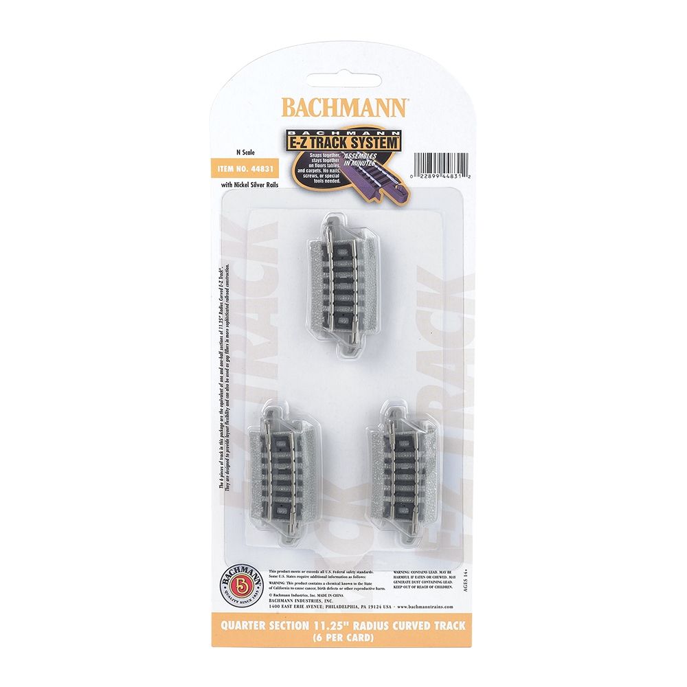 Quarter Section 11.25'' Radius Curved Track (6/Card)