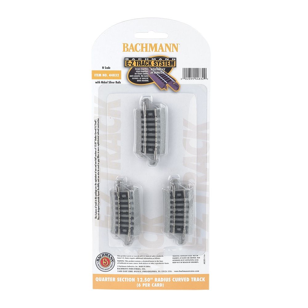 Quarter Section 12.50'' Radius Curved Track (6/Card)