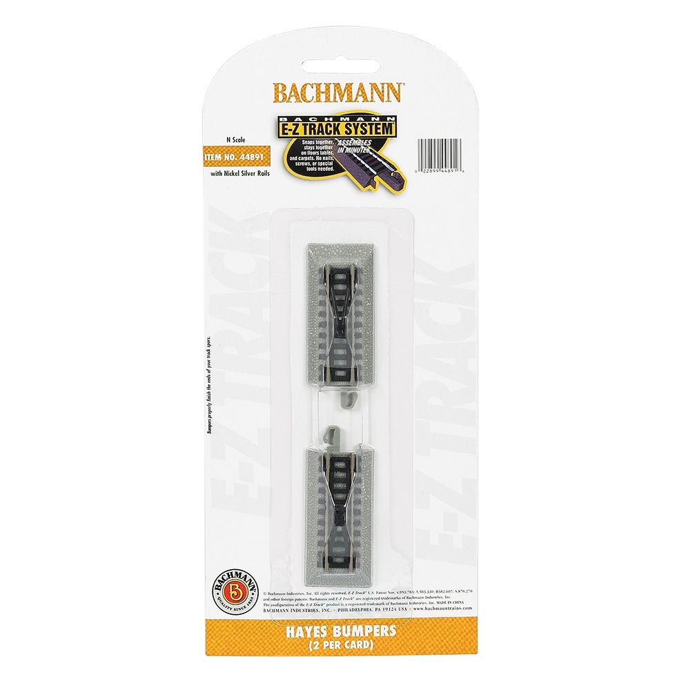 Bachmann N Scale Hayes Bumpers For E-Z Track - 2-Pack Nickel Silver Railroad Track End Stops