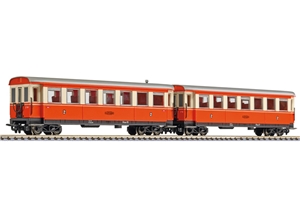 2-piece Bogie Passenger Coach Set, Zillertalbahn Red & Cream
