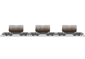 3-piece Bogie Flat Wagon Set with Loads Type RImmps 650, DB