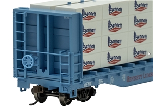52' Centre-Beam Flatcar -Bennett Lumber Products #316 With Lumber Load