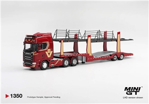 Scania 770S A6x4NA V8 50th Anniversary + Car Transporter Red (RHD)