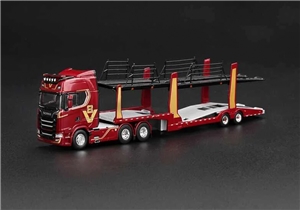 Scania 770S A6x4NA V8 50th Anniversary + Car Transporter Red (RHD)