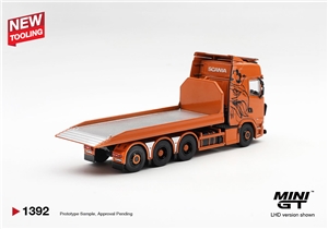 Scania 770S B8x4NA Hooklift Flatbed Orange (RHD)
