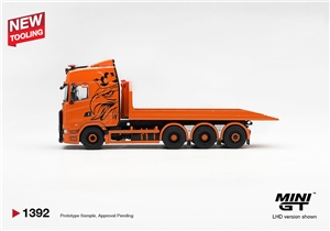 Scania 770S B8x4NA Hooklift Flatbed Orange (RHD)