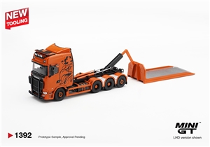 Scania 770S B8x4NA Hooklift Flatbed Orange (RHD)