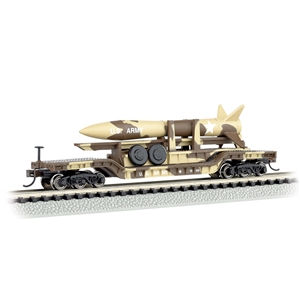 52' Center Depressed Flat Car - Desert Military With Missile