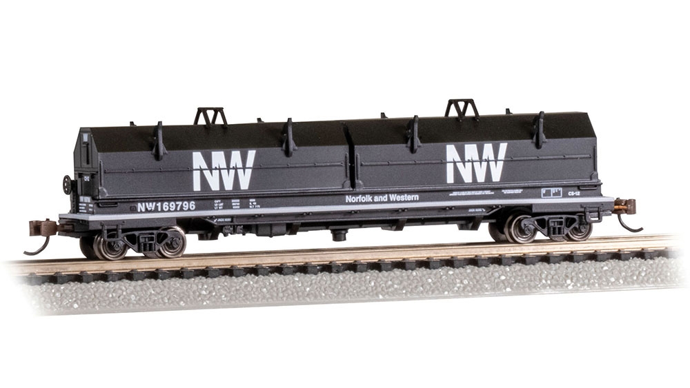 55' Steel Coil Car - Norfolk & Western #169796 With Angled Hood