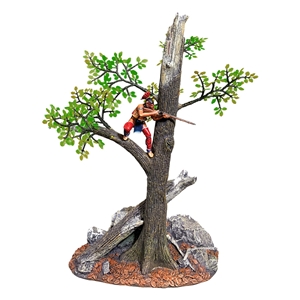 B16063 "A Clear Shot" - Native Warrior Firing From Tree - Summer Tree