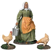 Woman Doing Farm Chores with Two Chickens, Miss Dayfield
