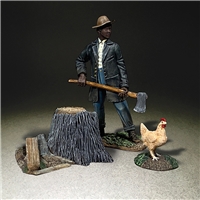 "Looks like Chicken for Dinner" Labourer with Axe and Chicken