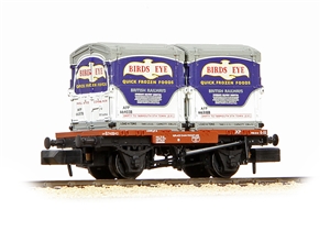 Conflat Wagon BR Bauxite (Early) with x2 AF Containers 'Birds Eye'