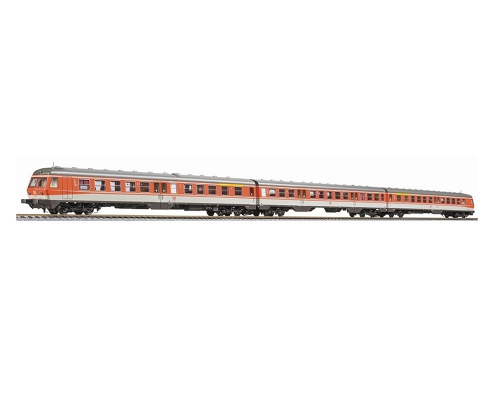 Diesel railcar, BR 614/914, blood orange/grey, 3-units, DB, era IV