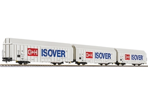 L230159 3-unit set, large goods wagon, Hbbks, DB, "G+H ISOVER", Ep.V (lang)