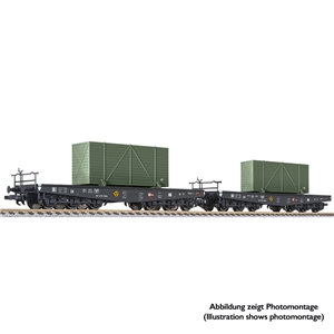 2-unit set flat wagons, Ep.II, load camouflaged cases