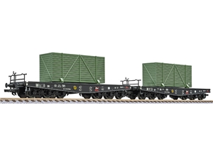L230170 2-unit set flat wagons, Ep.II, load camouflaged cases