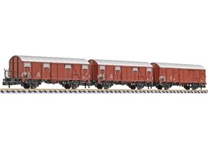 3-piece Covered Goods Wagon Set Type GImmhs 57/Hbqrs-57, DB