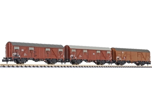 3-piece Covered Goods Wagon Set Type Gbs 245, DB