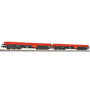 2-Unit Set 6-Axle Heavy Load Wagon DB (AG) Red/Black Ep.V